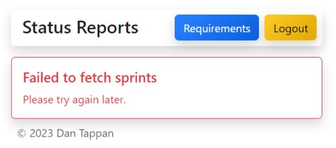 Picture of the fetch sprints error message